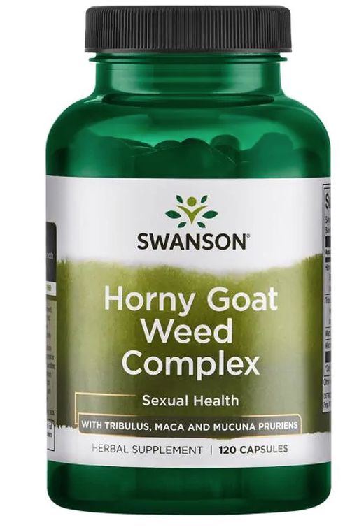 Swanson Horny Goat Weed Extract (Škornice extrakt s Kotvičníkem a Macou), 120 kapslí