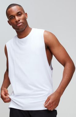 MP  MP pánské klasické tričko bez rukávů se spadlými průramky Luxe – Bílé - XL