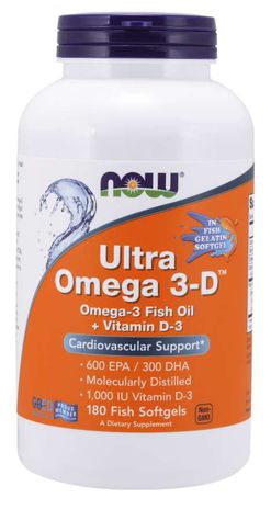 NOW® Foods NOW Ultra omega-3 s vitaminem D, 180 softgelových kapslí