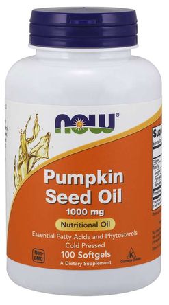 NOW® Foods Pumpkin Seed Oil, olej z dýňových semínek, 1000 mg, 100 softgelových kapslí