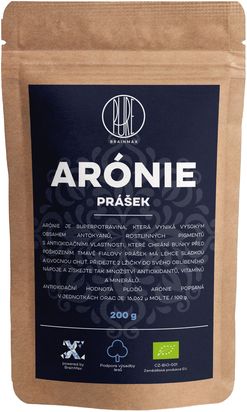 BrainMax Pure Arónie - černý jeřáb BIO prášek, 200 g *CZ-BIO-001 certifikát