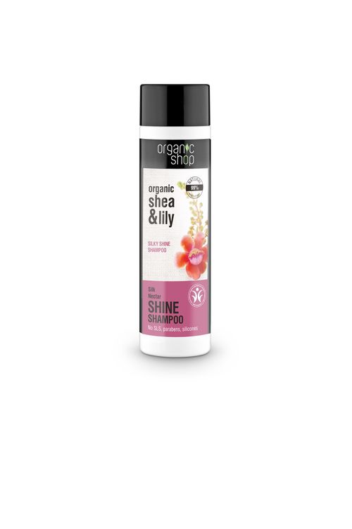 Organic Shop - Vlasový šampon pro hedvábný lesk s organickým bambuckým máslem a lilií, 280 ml
